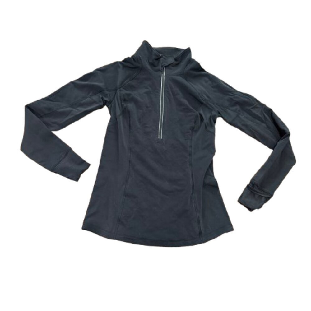 LULULEMON Black Quilted Detail Quarter Zip Running Athletic Jacket Size 8